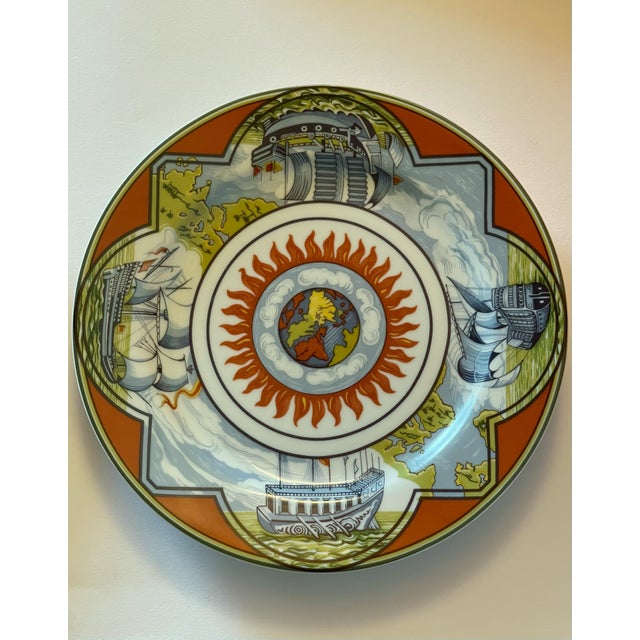 Rare Hermes "Patchwork" Alizés porcelain plate / Made in France circa 1990s Original stamp at underside / come in original...