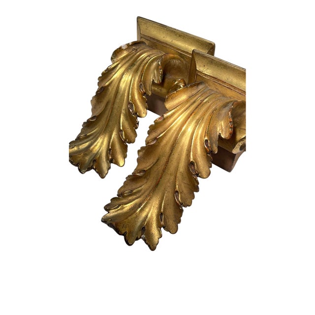 Vintage Italian Gold Leaf Wall Brackets. A Pair For Sale - Image 4 of 10