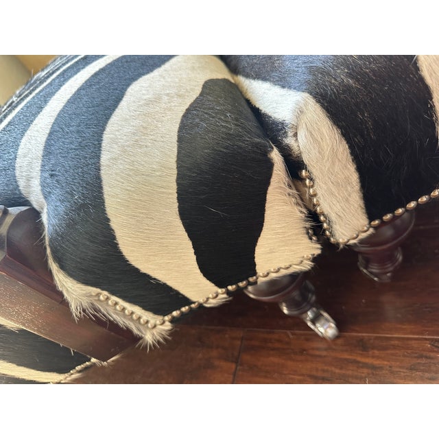 Black 1990s George Smith Edwardian Style Chair and Ottoman For Sale - Image 8 of 10