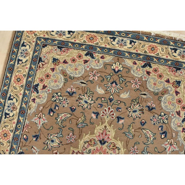 Kashan Rug 3’5” X 4’9” Brown Wool Vintage Traditional Hand-Knotted Carpet For Sale In Philadelphia - Image 6 of 12