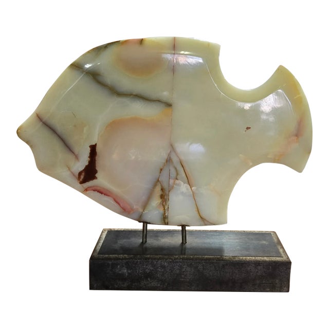 Marble FIsh Sculpture -on Stand For Sale
