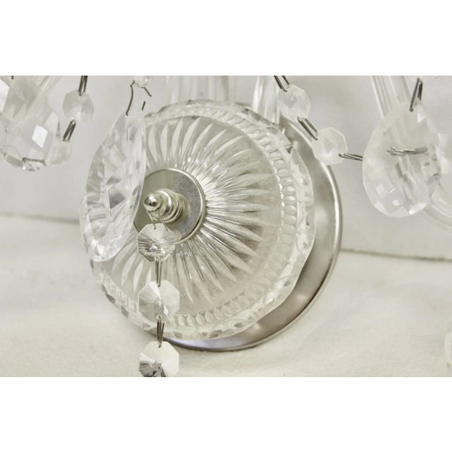 2000 - 2009 Three-Arm Crystal and Glass Wall Sconce For Sale - Image 5 of 6