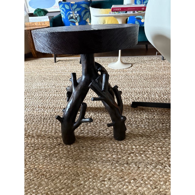 Blackman Cruz Limited Edition Endanger Series Cast Bronze and Textured Walnut Top Side Table For Sale - Image 4 of 4