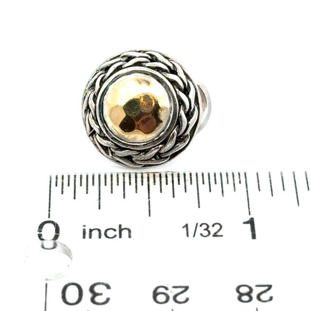 Yellow Late 20th Century John Hardy Estate Post Palu Clip on Earrings Sterling Silver 22k Y Gold, A Pair For Sale - Image 8 of 8