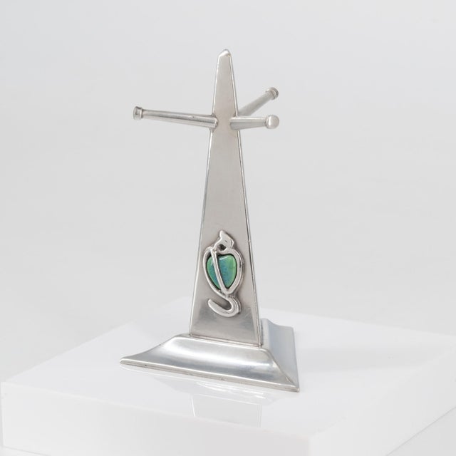 Art Nouveau Pewter and Cabochon Ring Tree Holder by G. L. Connell, London, 1900s For Sale - Image 9 of 9