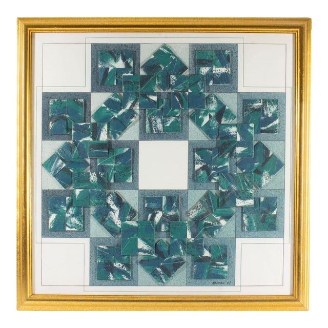 1987 Painting and Folded Paper Collage by Steve Redman For Sale