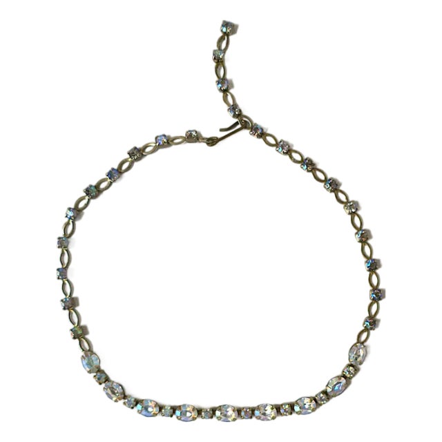 Choker Necklace Iridescent Rhinestones, Circa Early-20th Century For Sale