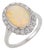 Mid Century Opal Old European Cut Diamond Platinum Cluster Ring, Size 6 For Sale