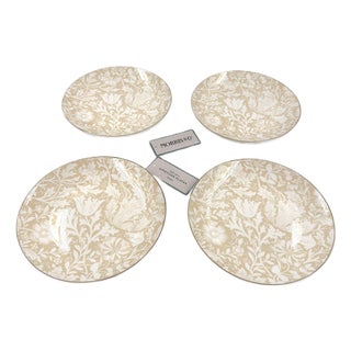 Morris & Co Fine China Dessert Plates With Beautiful Beige Floral Pattern - Set of 4 For Sale