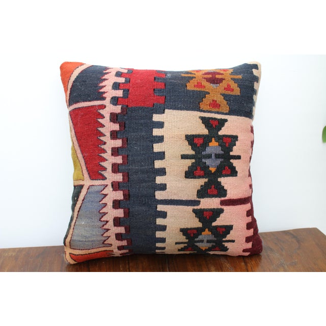 Light Pink Turkish Kilim Decorative Pillow Cover - 16"x16" For Sale - Image 8 of 8