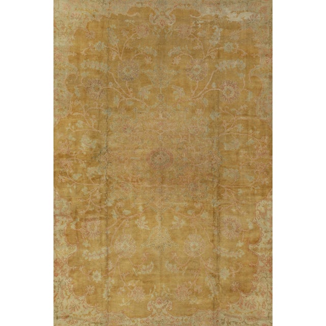 Traditional Stunning Antique Fine Burlu Oushak Rug in Gold and Neutral Tones For Sale - Image 3 of 10