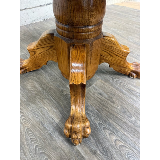 Vintage 48 Inch Round Quarter Sawn Oak Lion Paw Claw Foot Pedestal Dining Table For Sale In Kansas City - Image 6 of 16