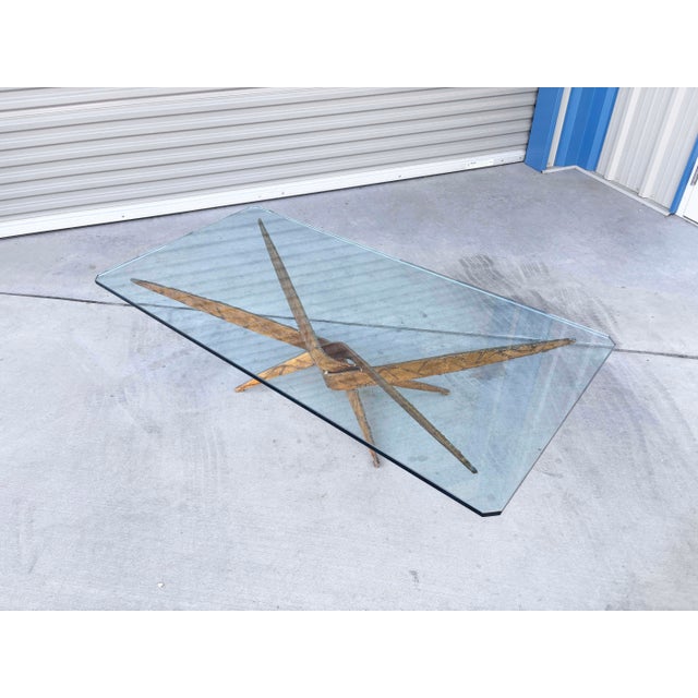 Metal Silas Seandel Mid-Century Sculptural Brass and Glass Coffee Table, 1970s For Sale - Image 7 of 14