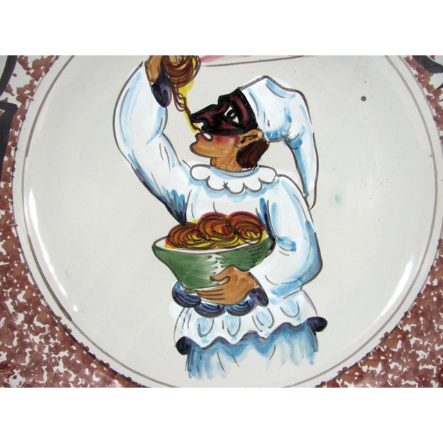 16" Vintage Italian Pulcinella Commedia Dell'arte Masked Jester Wall Display Bowl Italy Hand Painted For Sale - Image 6 of 12