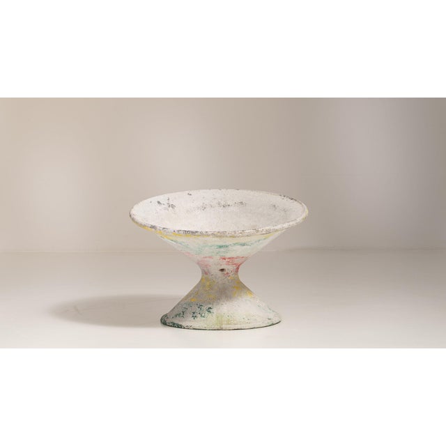 1960s 1960-1969 France Weathered Antique White Painted Pedestal Bowl Planter For Sale - Image 5 of 9