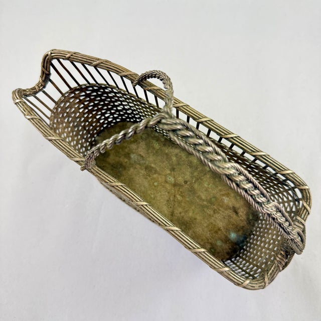 French Woven Silver Metal Wine Bottle Carrier and Server - 1930s For Sale - Image 11 of 17