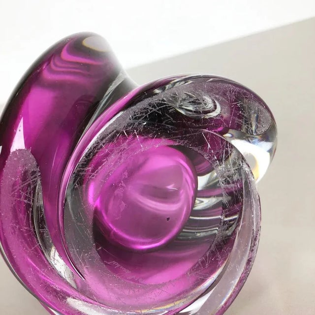 Large Crystal Glass Pink Table Light from Val Saint Lambert, Belgium, 1960s For Sale - Image 13 of 17