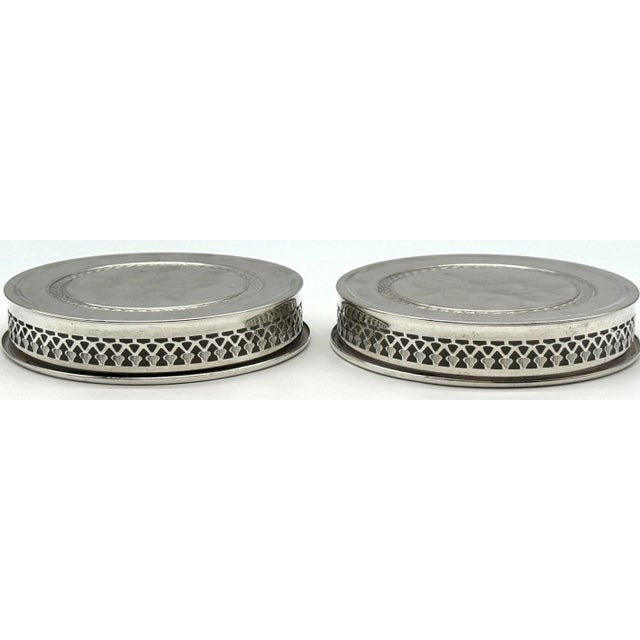 Pair Padova (Padua), Northern Italian. 800 Silver Neoclassical Wine Coasters with Pierced Gallery and Laurel/Bellflower...