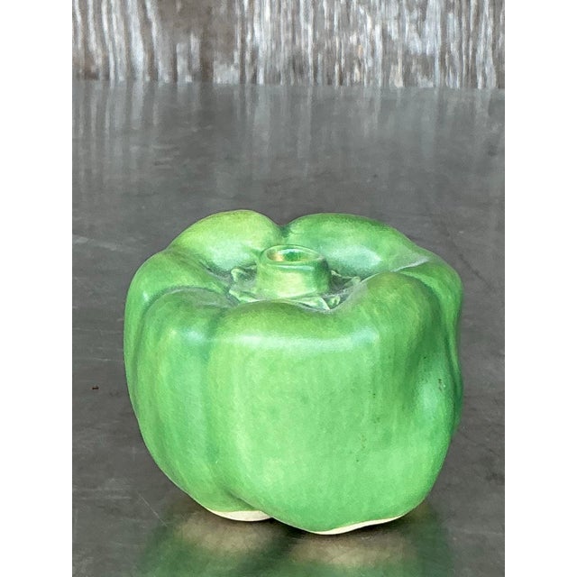Mid 20th Century Vintage Boho Glazed Ceramic Bell Pepper For Sale - Image 5 of 9