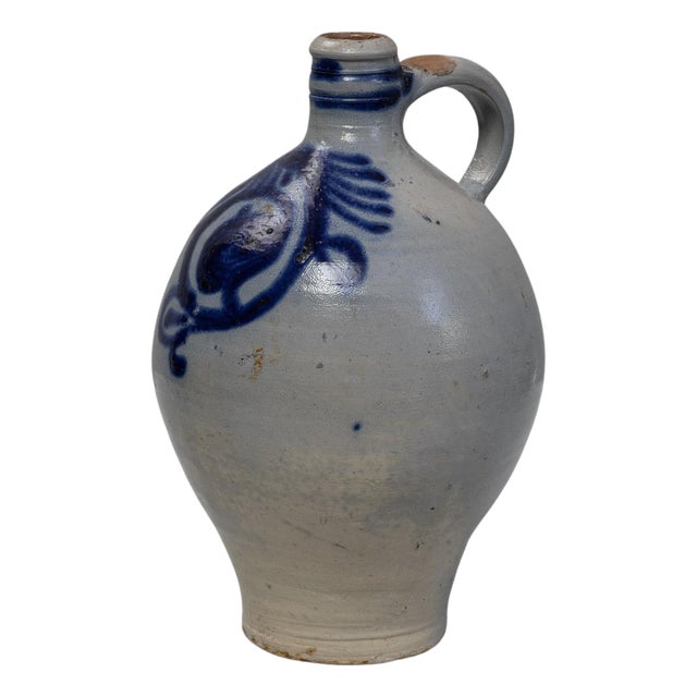 20th Century Belgian Traditional Blue and Gray Ceramic Vase for Home Decor For Sale