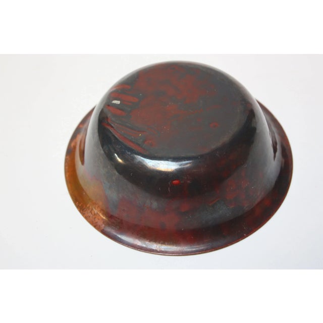 Mid-Century Dutch Modern Hand-Painted Enamel on Copper 'Peacock' Bowl For Sale - Image 4 of 8