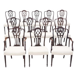 Antique Mahogany Dining Chairs, 1900s, Set of 12 For Sale
