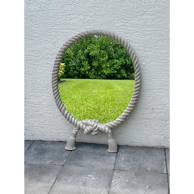 Vintage Rope Frame Oval Mirror With Tassel Detail For Sale - Image 12 of 14