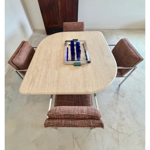 Newly Upholstered Minimalist Milo Baughman-Style Chrome Armchairs, Set of 4 For Sale - Image 6 of 18