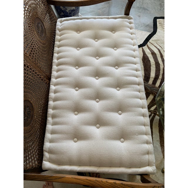 Antique Oak Medallion Cane Back Bench Settee For Sale - Image 11 of 12