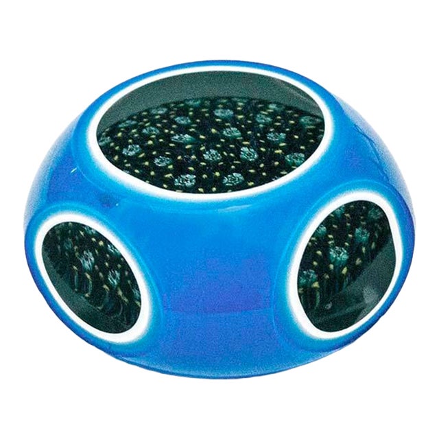 Murano Murano Fratelli Toso Cased Glass Windows Paperweight Faceted Millefiori Design For Sale