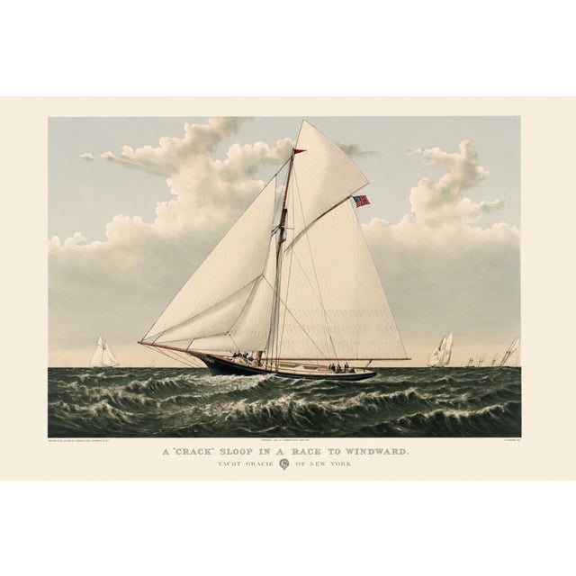 Yacht Gracie of New York, Vintage Art Print Reproduction, 48" X 32" For Sale