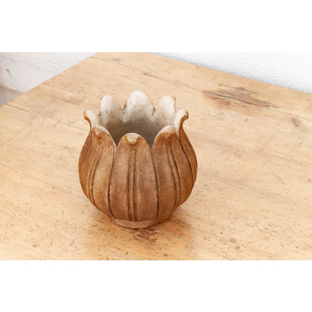 9" Blossoming Lotus Marble Vase For Sale - Image 4 of 8