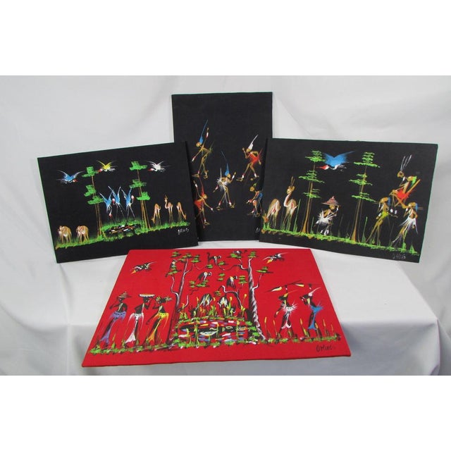 African Red & Black Artworks, 1950s , Set of 4 For Sale - Image 14 of 14