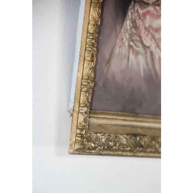 Vintage Oil on Canvas a Portrait Painting of a Young Girl For Sale - Image 11 of 13