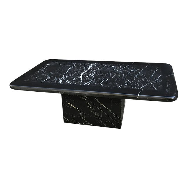 Vintage Postmodern Black Marble Coffee Table For Sale