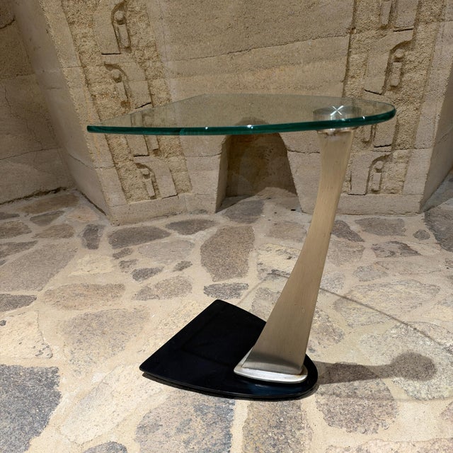 Modern Modern Accent Table Fcantilever Clear Tempered Glass Top For Sale - Image 3 of 10