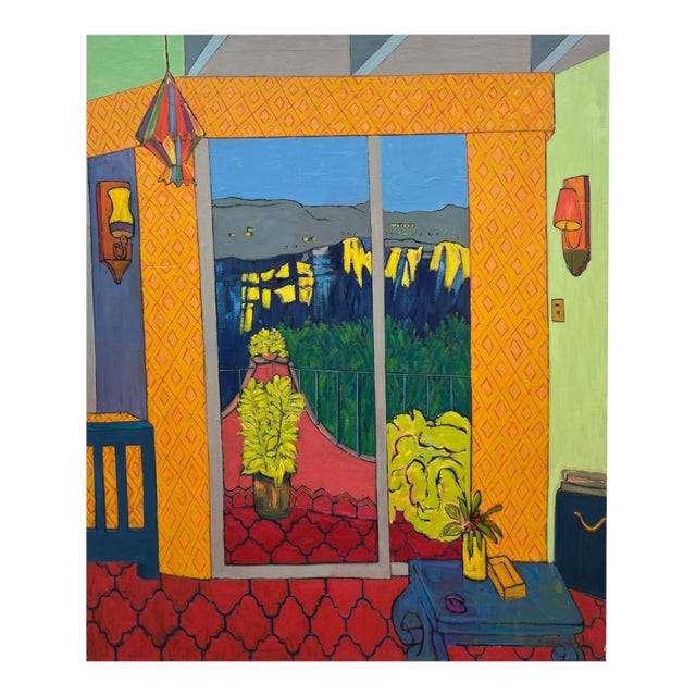 1970s Monumental Molly Schiff Interiors Painting For Sale