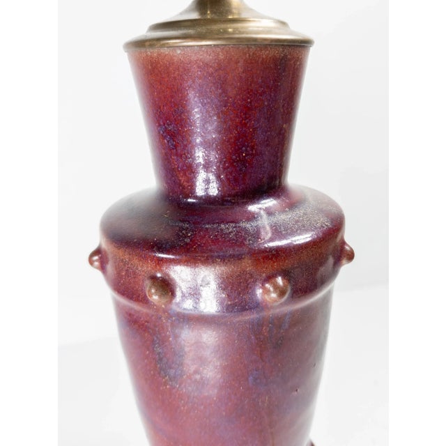 Ceramic Mid-Century Chinese Style Flambe French or American Art Pottery Table Lamp For Sale - Image 7 of 17