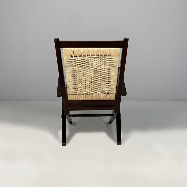 1940s Mid-Century Modern Italian Wood and Straw Armchairs, 1940s, Set of 2 For Sale - Image 5 of 18