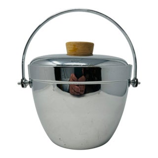 Vintage Very Rare 1940s Manning Bowman & Co. F750 Insulated Server | Usa Made Chrome Hot & Cold Ice Bucket With Original Glass Liner For Sale