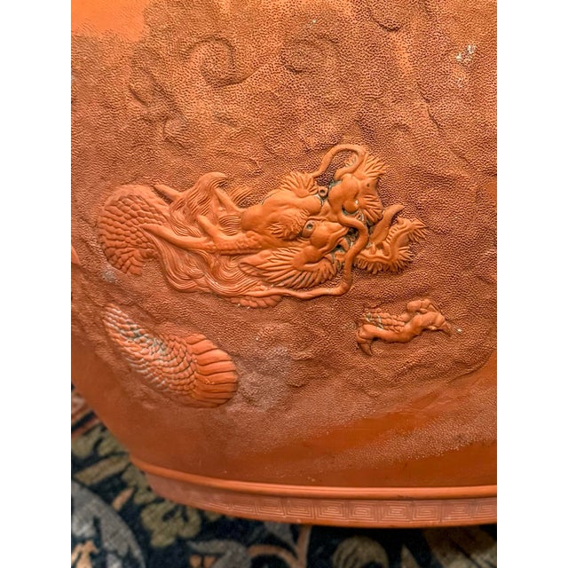 Chinese Large Dragon Terracotta Pot Garden Planter For Sale - Image 3 of 12