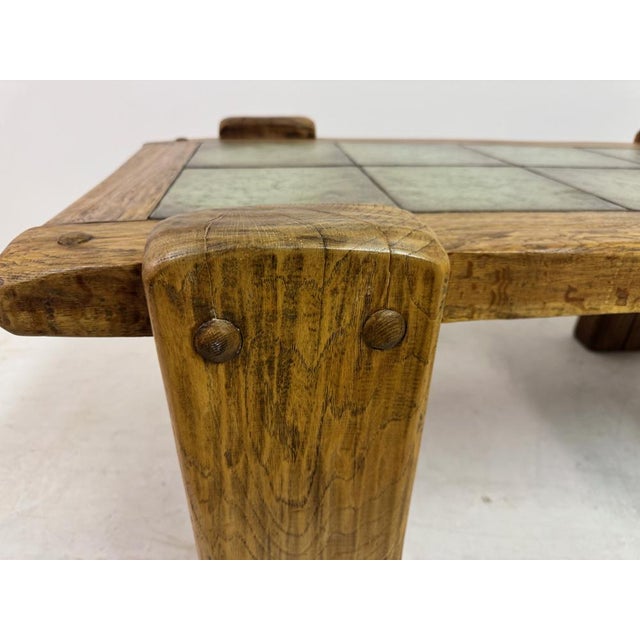 1960s Brutalist Oak Coffee Table with Tiled Top, 1960s For Sale - Image 5 of 12