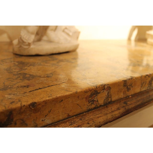 Italian Louis XVI White Lacquer and Giltwood Console with Scagliola Siena Marble Top For Sale - Image 13 of 18