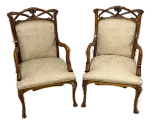 Art Deco Hand Carved Wood Frame Chair