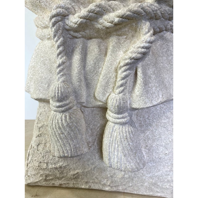 Alabaster Late 20th Century John Dickinson Style Plaster Faux Bois Draped Rope and Tassel Side Table For Sale - Image 8 of 11