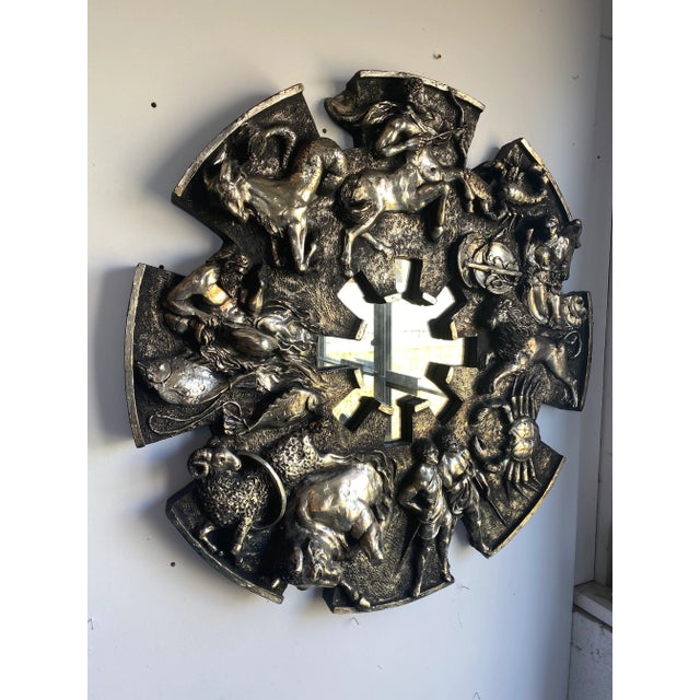 Huge Vintage Mid-Century Brutalist Zodiac Mirror by Finesse Originals For Sale - Image 10 of 11