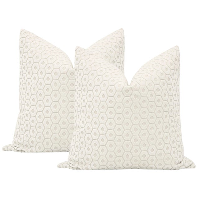 Not Yet Made - Made To Order 22" Paloma Cut Velvet Alabaster Pillows - a Pair For Sale - Image 5 of 5