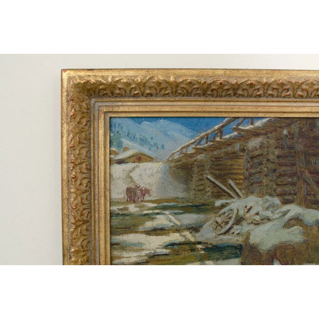 1900's Original Signed & Framed Oil Painting of Old Log Bridge by American Artist Curtis Chamberlin For Sale - Image 4 of 8