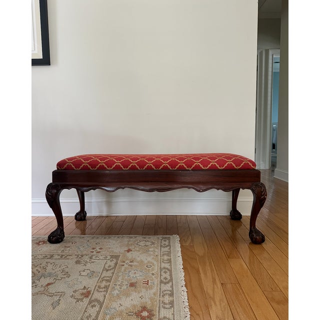Wood Late 20th Century Chippendale-Style Mahogany Bench by Craftique For Sale - Image 7 of 7