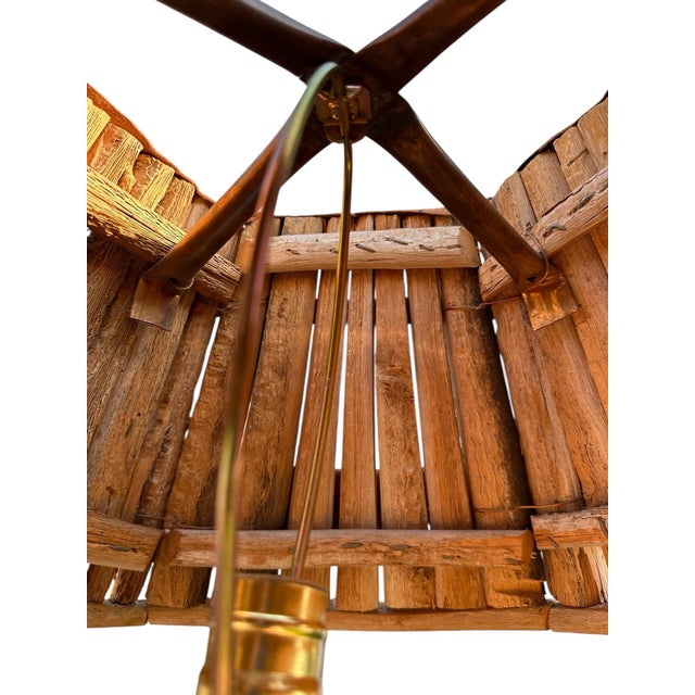 1960s Mid Century Rustic Saguaro Cactus Table Lamp & Hand Crafted Shade For Sale - Image 5 of 11